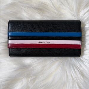 Givenchy Horizon Flap  Black Wallet with Blue, Pink, and Red Accents